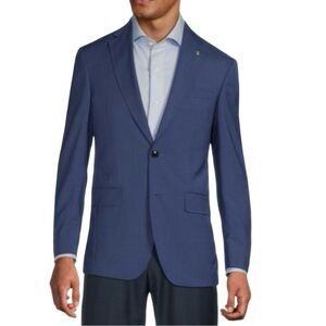 TED BAKER Endurance Jay Modern Fit Wool Blazer Blue 2 Button Size 40 Short